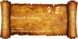 Hetzel Ervin névjegykártya